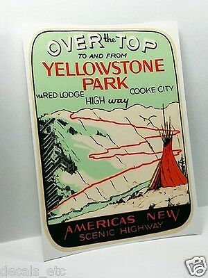Yellowstone Park Scenic Highway Vintage Style Travel Decal, Vinyl Sticker, Label