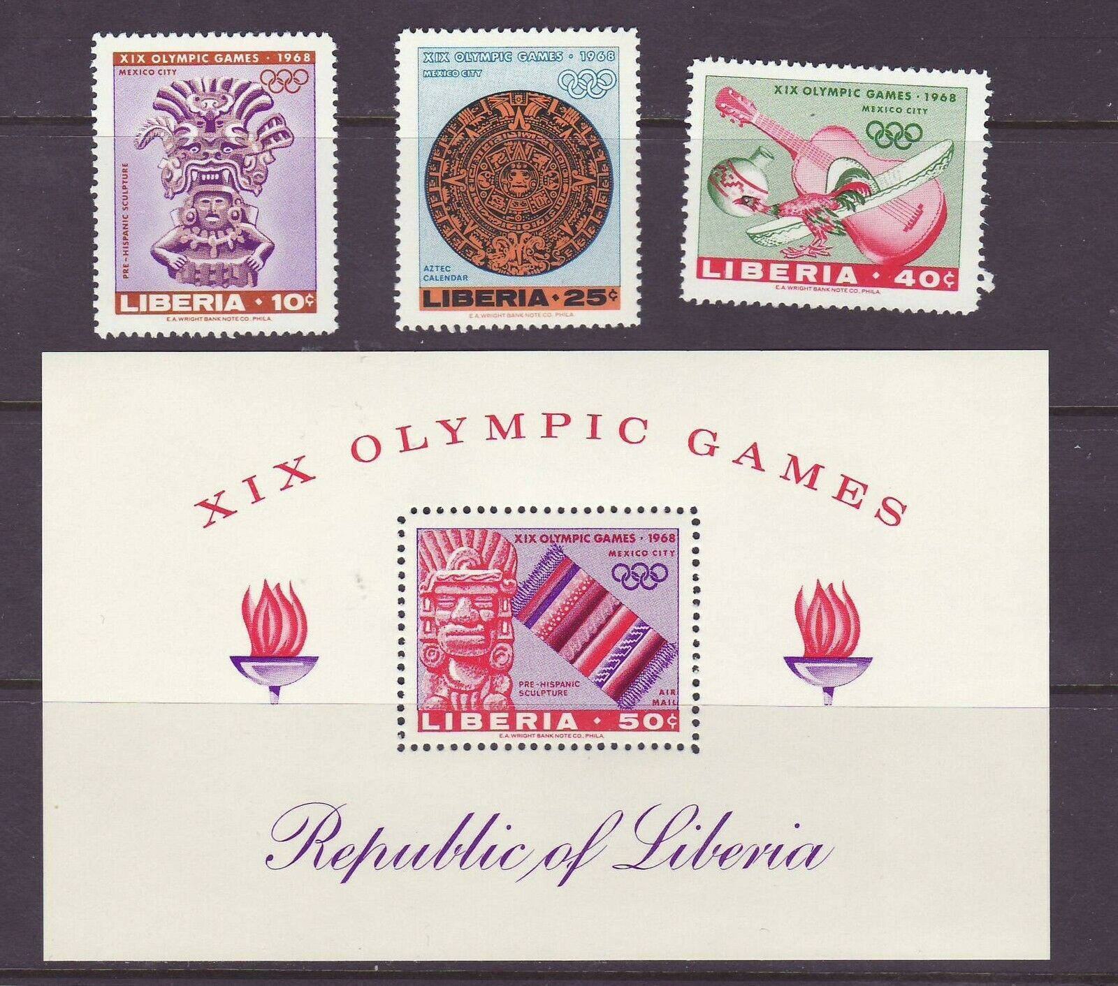 Liberia # 461-63 C177 Mnh 1967 Sports Mexico Olympics