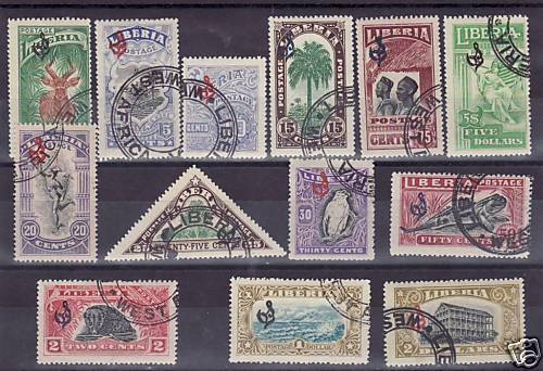Liberia # O98-110 Complete Set Of 1918 (see Note On Centering)