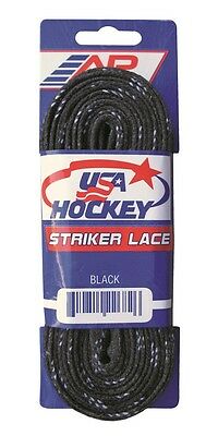 New A&r 2 Pair Usa Hockey Striker Waxless Molded Tip Skate Laces Black 72"-132"
