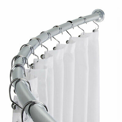 Polished Chrome Curved Shower Curtain Rod Bathtub Adjustable
