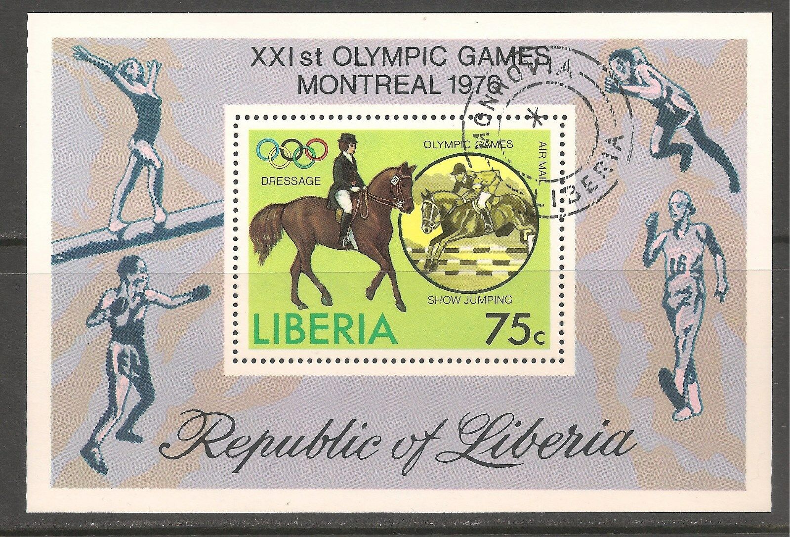 Liberia #c211 (a245) S/s Vf Used - 1976 Equestrian - Olympic Games