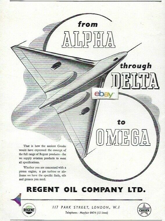 Regent Oil Company Caltex U.k. 1954 From Greek Alpha Through Delta To Omega Ad