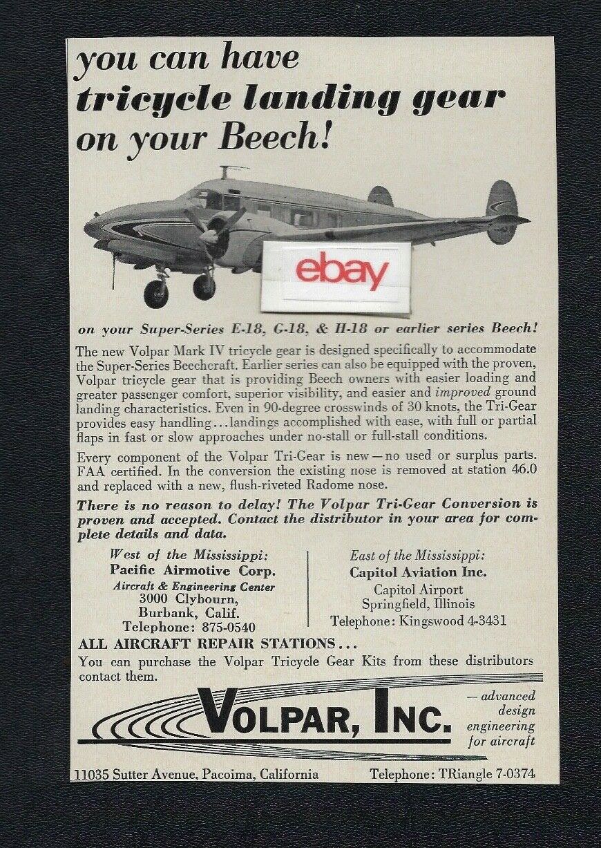 Volpar Inc Turbine Powered Beech 18 Tricycle Landing Gear On Your Beech Ad