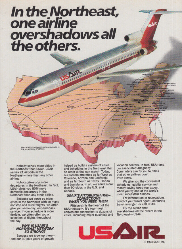 In The Northeast One Airline Overshadows The Other Us Air Ad 1984 Ny