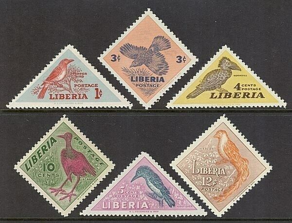 Liberia 1953 Birds Set (6) Hinged Mint (id:837/d31435)