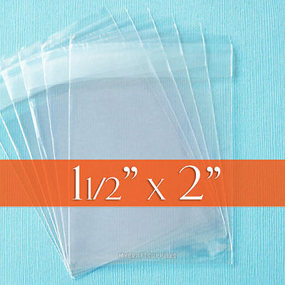 200 Clear Cello Bags, 1.5" X 2" Inch - Resealable Self Adhesive 1.8 Mil Opp Poly