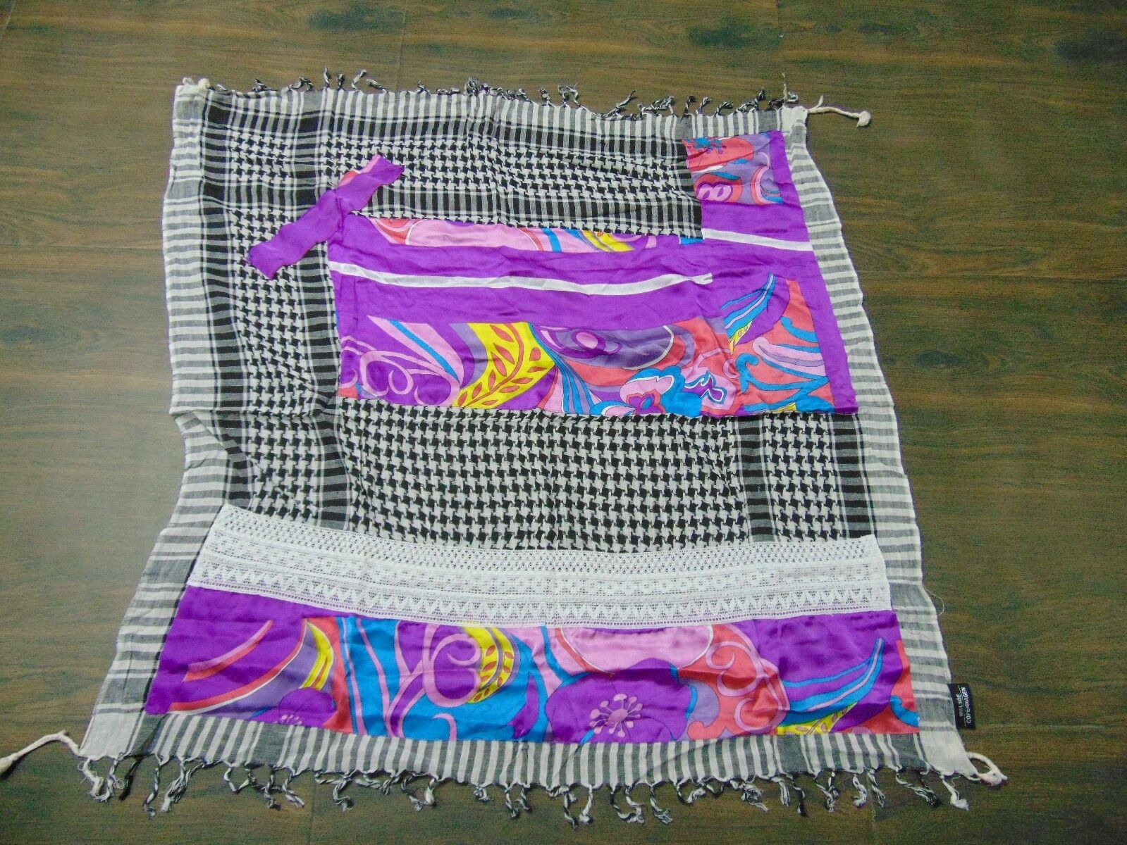 Scarf Arab Arafat Tassel Patchwork Multi Color Satin Cotton Pattern Colors Women