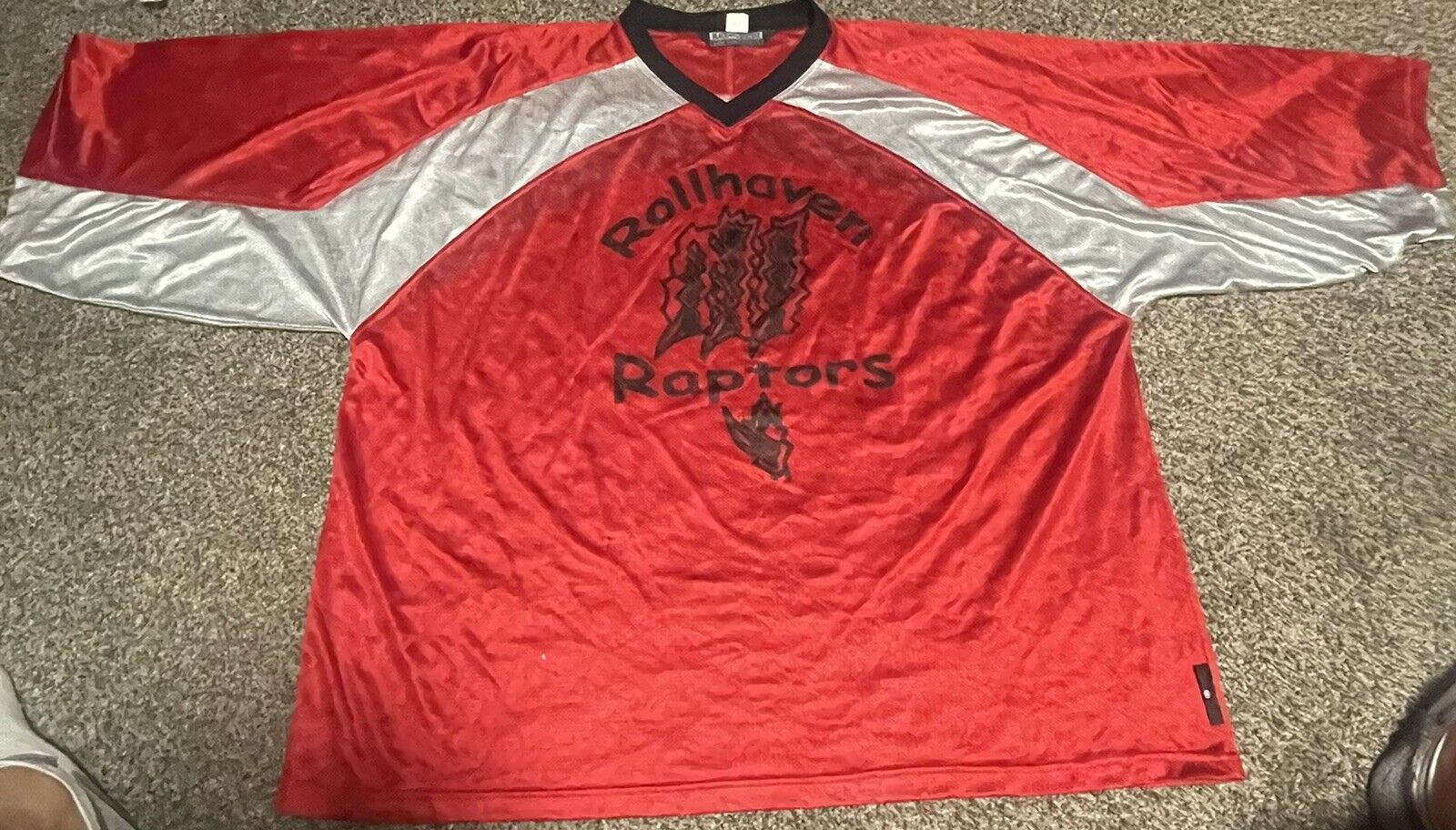 Vintage Black Biscuit Adult Mesh Hockey Goalie Jersey Red Rollhaven Raptors Big