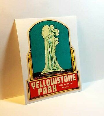 Yellowstone, Old Faithful Vintage Style Travel Decal, Vinyl Sticker, Label