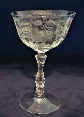 Fostoria Navarre Clear, Optic Bowl #6016 Etched , Liquor Cocktail Glass, 5 1/4"