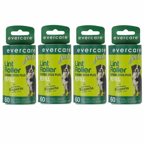 Evercare Refill For Extra Sticky Pet Hair Lint Roller, 4 Pack W/ 60 Sheets Each