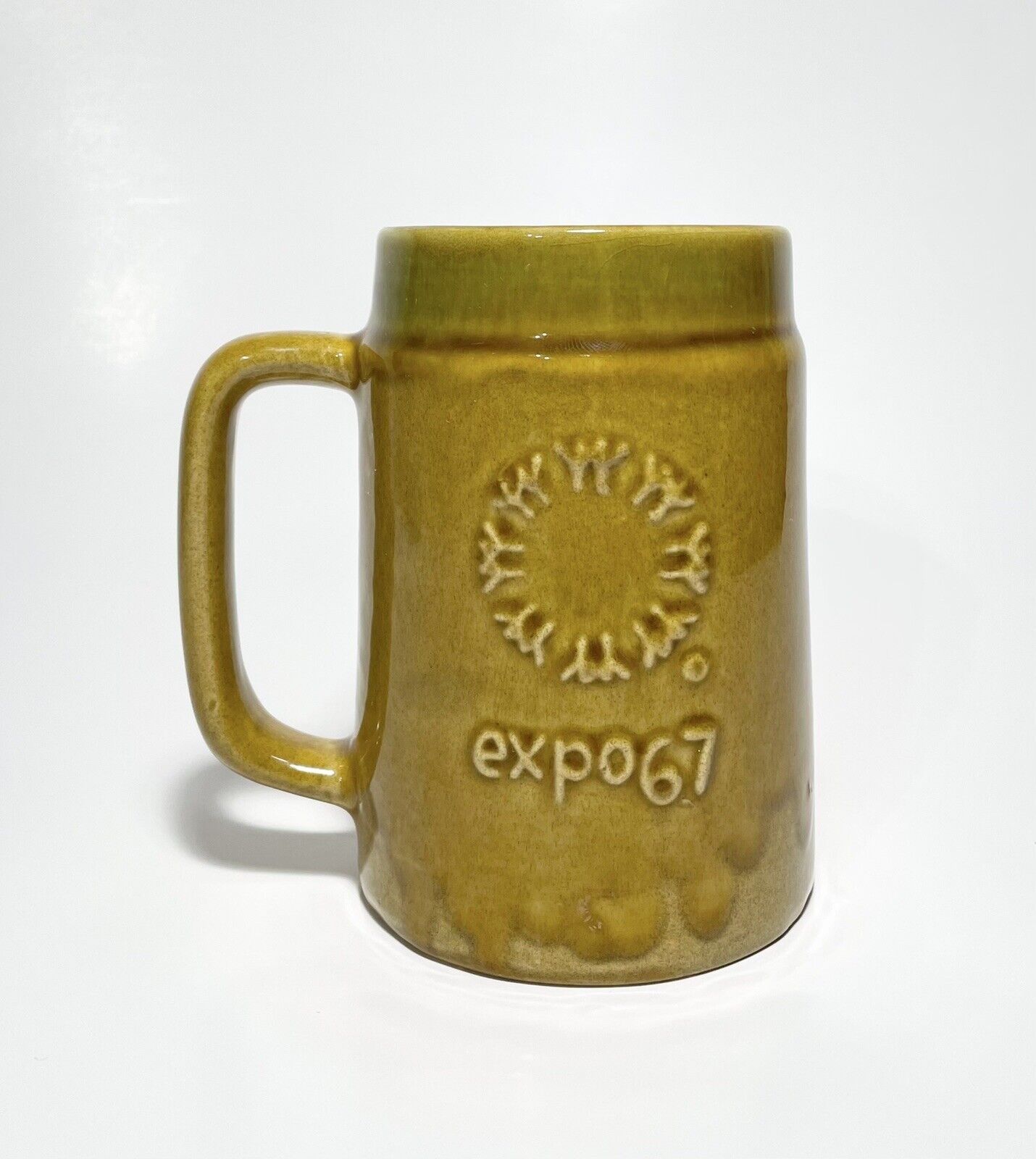 Vintage World's Fair Expo '67 Canada Beer Stein / Coffee Mug Butterscotch Color