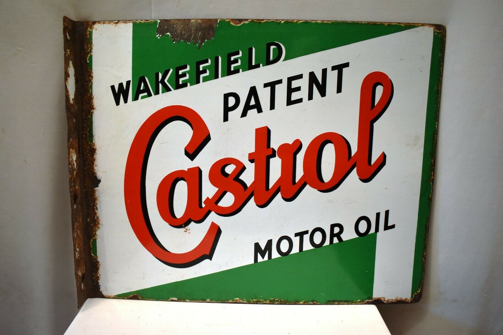 Vintage Castrol Motor Oil Sign Board Porcelain Enamel Double Sided Bruton Londo