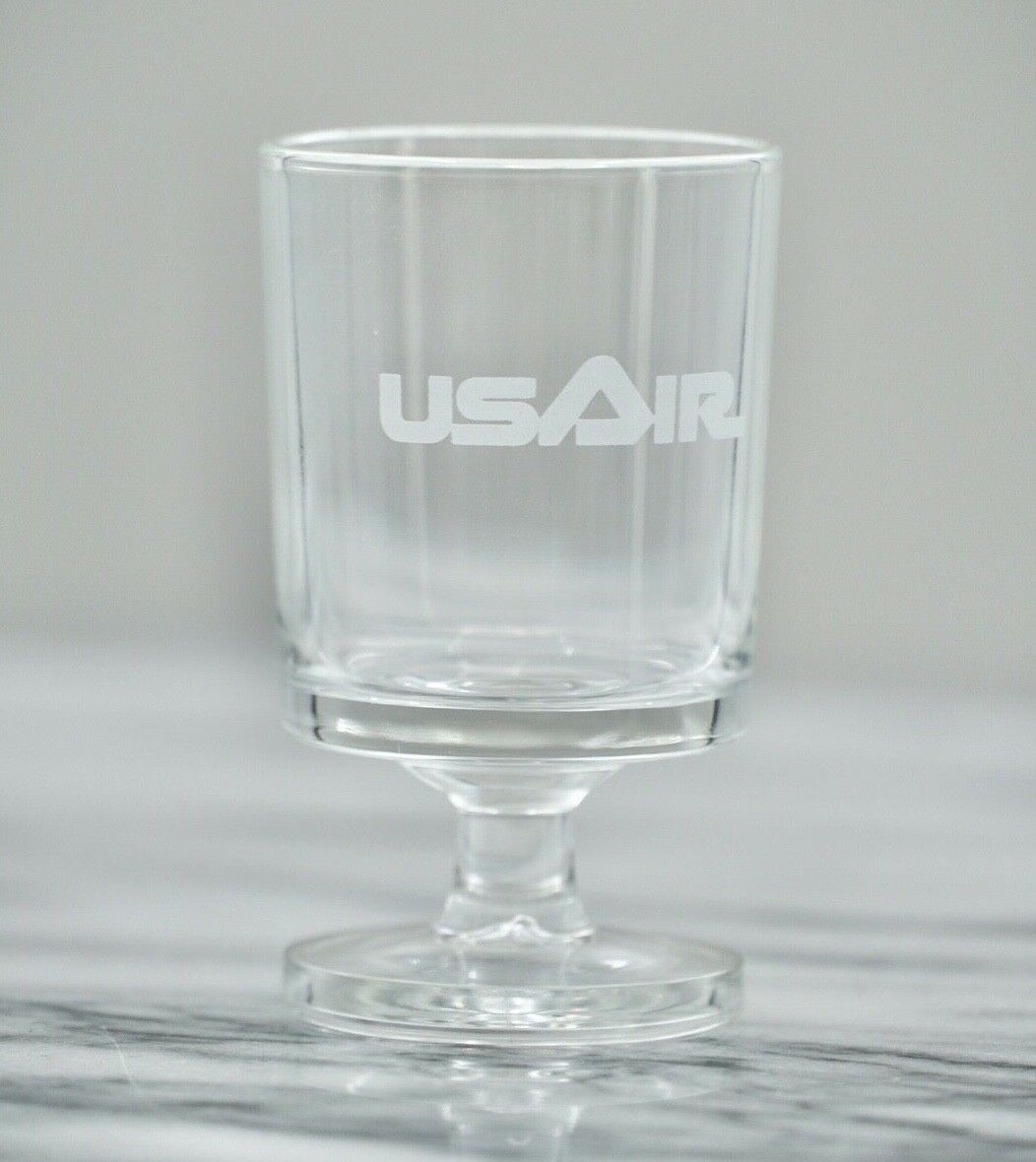 Vtg Usair Airlines Cordial Pedestal Wine Glass International First Class France
