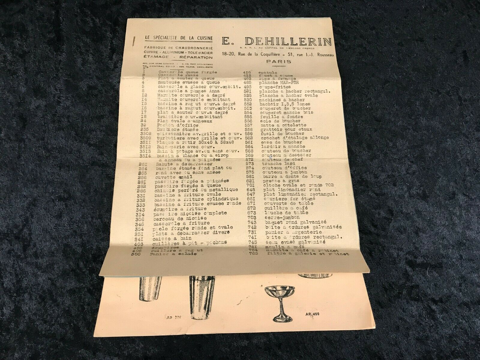Vintage Kitchen Specialists E. Dehillerin Manufactures Catalog Facsimile