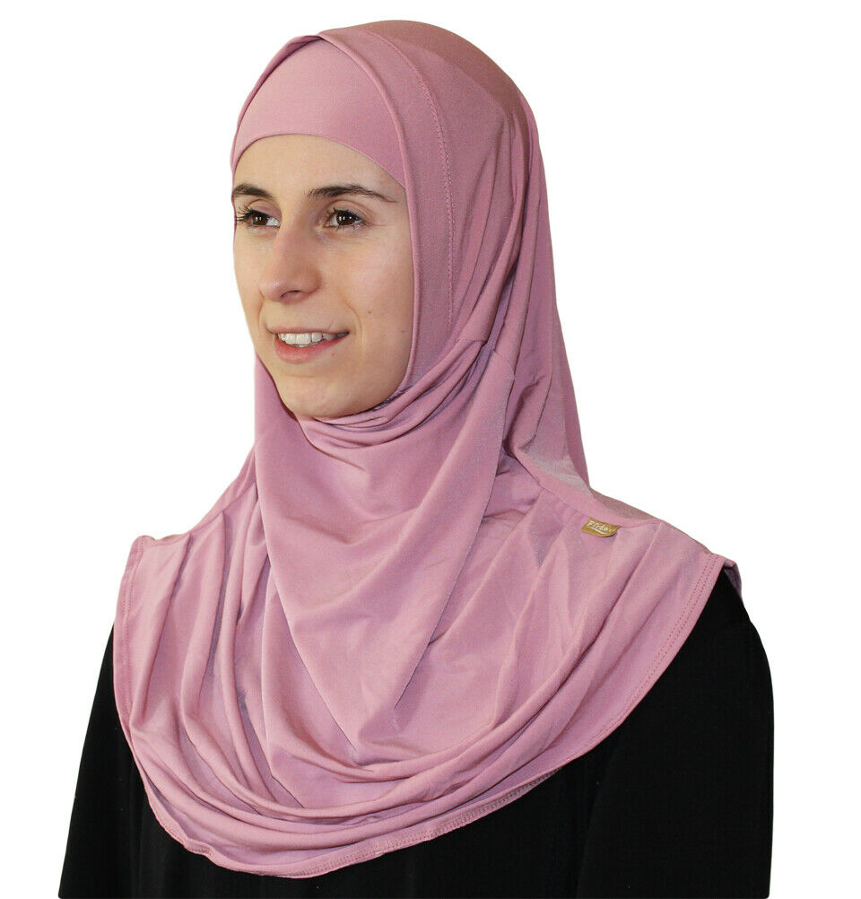 Islamic Turkish Ready Instant Hijab Firdevs Practical Scarf & Bonnet Rose Pink