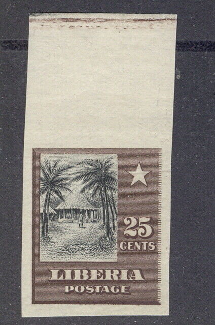 Liberia 1909, 25c Native House, Imperforate, #121
