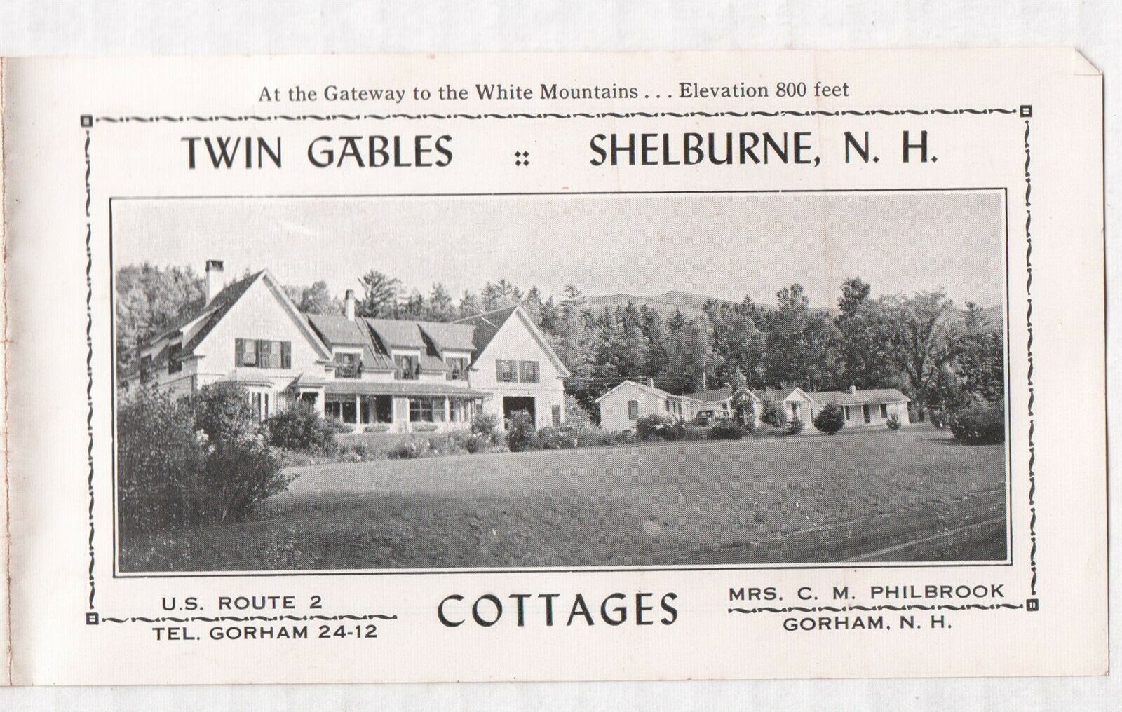 Twin Gables Shelburne New Hampshire Cottages - Vintage Brochure Free Shipping