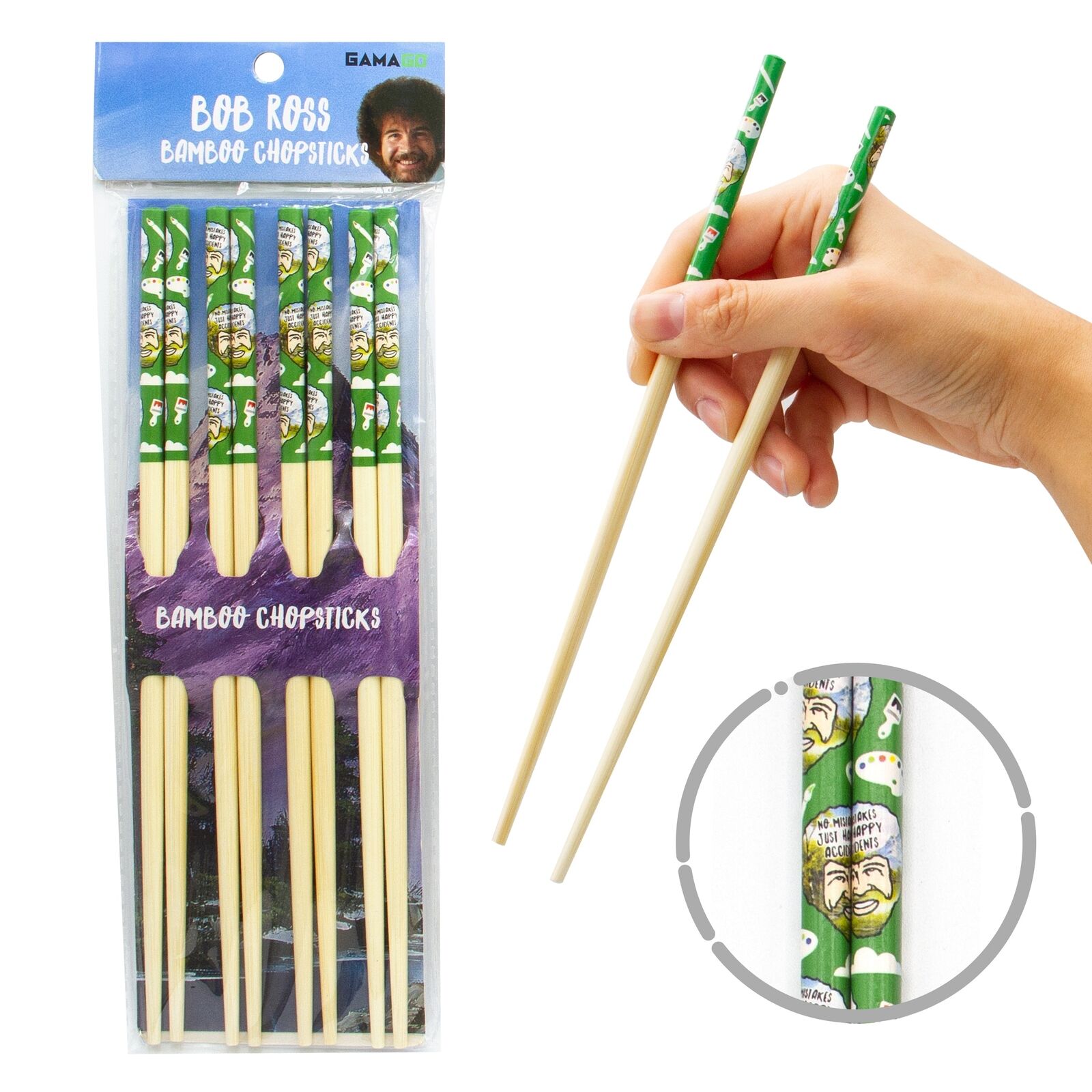 Bob Ross Bamboo Chopsticks (set Of 4)