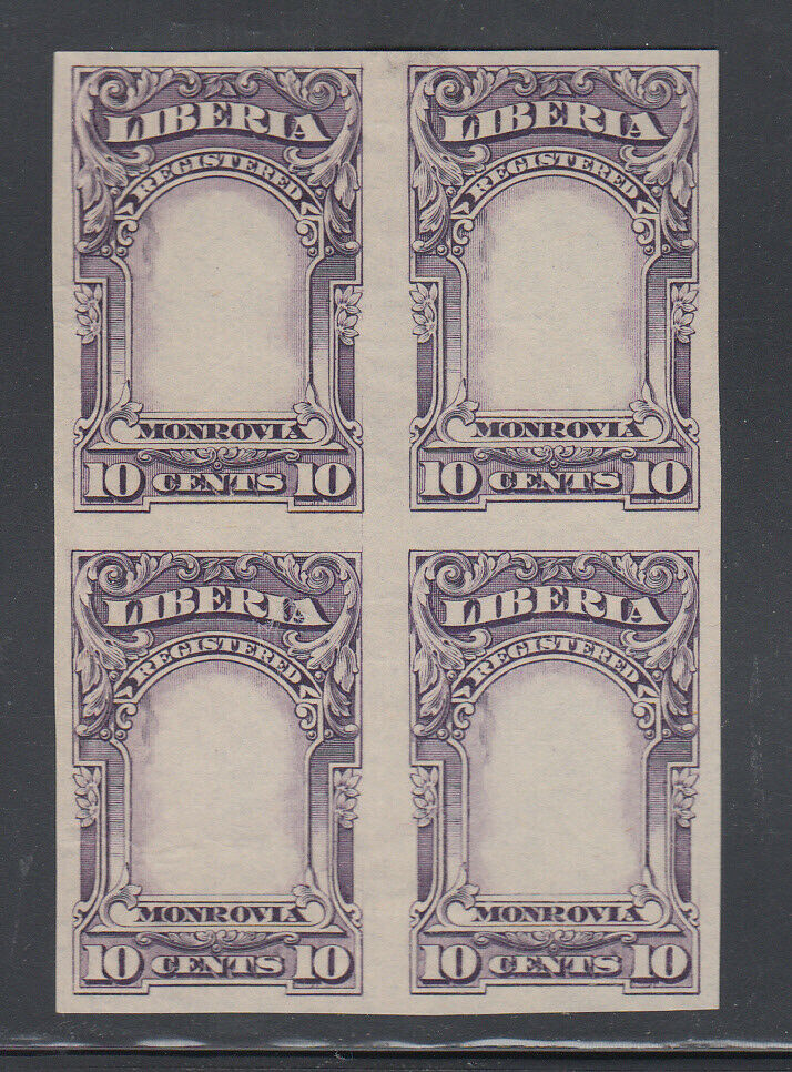 Liberia # F13 Imperf Proof Block Of Frame In Violet 1903 Registration Set
