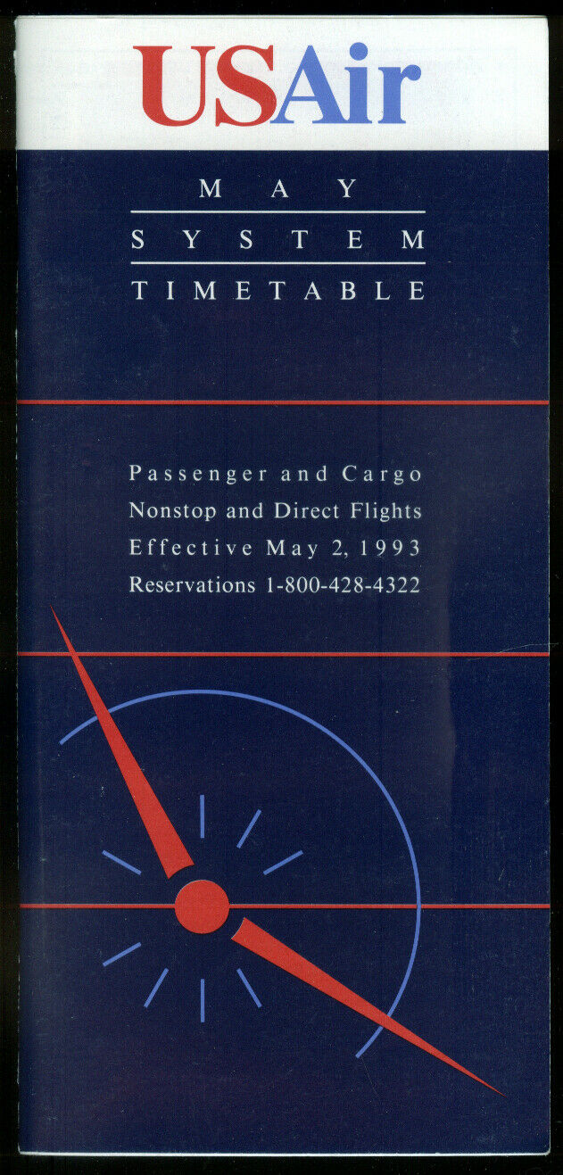Us Air May System Airline Timetable 5/2 1993