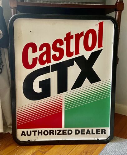 Rare Vintage Original Castrol Gtx Motor Oil Petroleum Sign 31”x25”